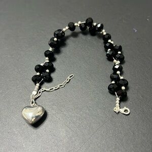 Onyx Stone Heart Bracelet